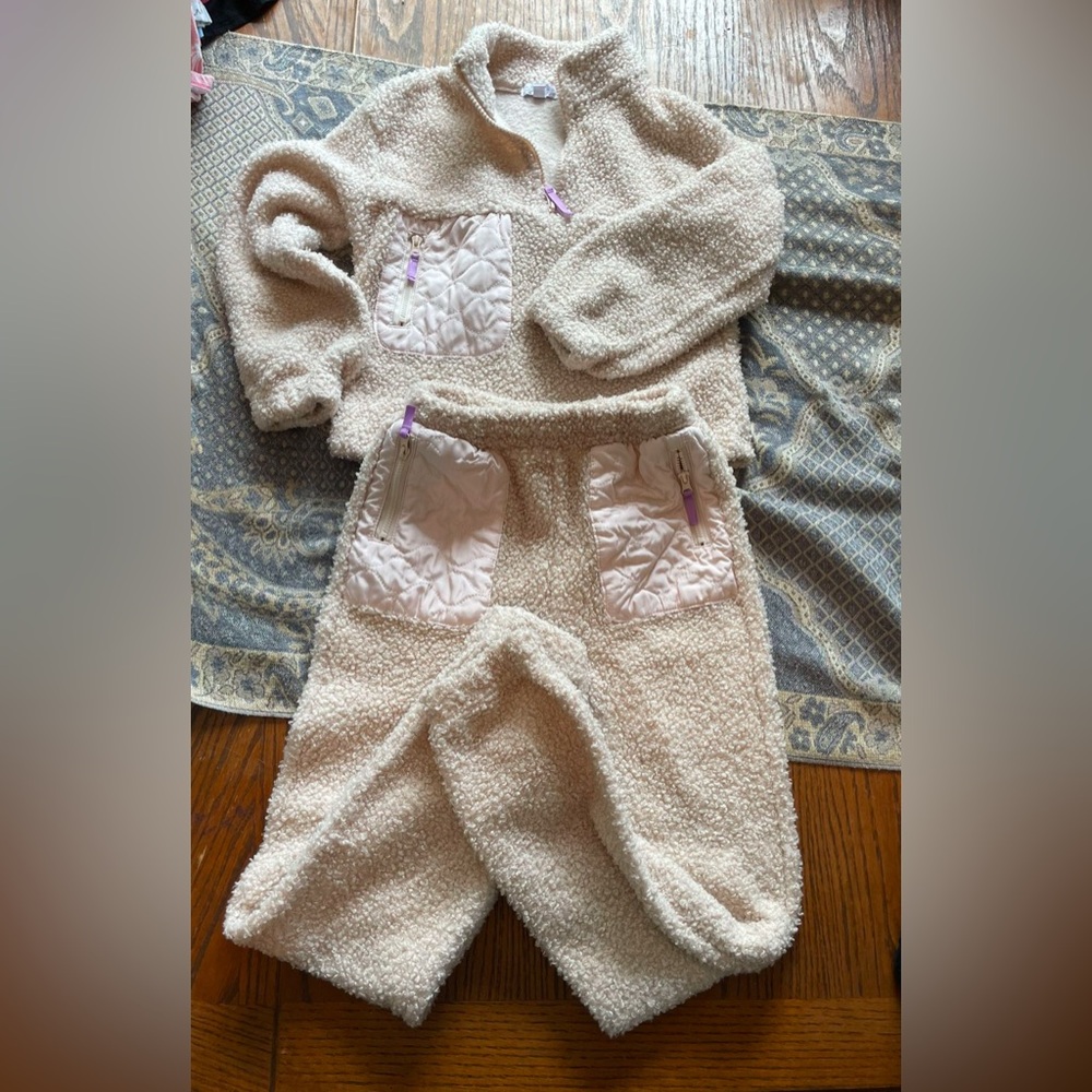 btween Cream and Purple Kids Fleece Set